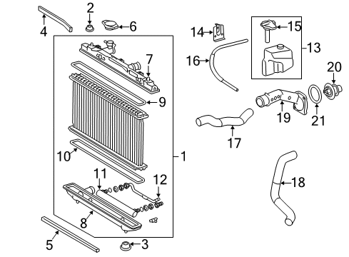 2007 Toyota Camry Radiator & Components Overflow Hose Diagram for 16566-0H010
