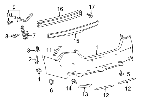 2018 Toyota Camry Rear Bumper Extension Diagram for 52166-33010