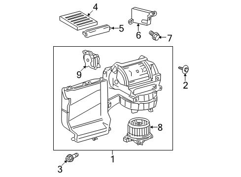 2008 Toyota Tundra Heater Core & Control Valve Blower Assembly Nut Diagram for 90080-17194