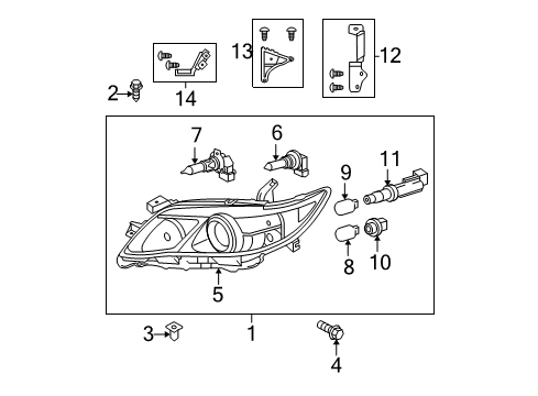2010 Toyota Camry Headlamps Socket Diagram for 81125-33700