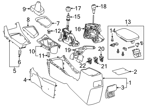 2019 Toyota Corolla Parking Brake Armrest Assembly Diagram for 58905-02810-C0
