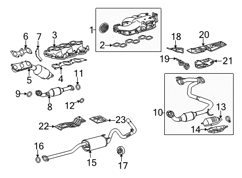 2009 Toyota Tacoma Exhaust Components, Exhaust Manifold Muffler & Pipe Diagram for 17430-0C100
