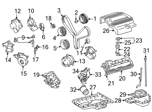2004 Toyota Land Cruiser Filters Flange Diagram for 15609-50100