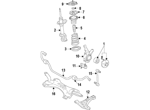 2013 Scion tC Front Suspension Components, Lower Control Arm, Stabilizer Bar Front Hub Diagram for 43550-0R010