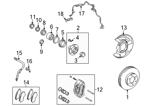 1999 Toyota Tacoma Brake Components Adjust Nut Diagram for 43521-35010