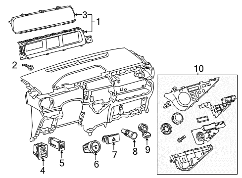 2014 Toyota Prius C Cluster & Switches, Instrument Panel Cluster Assembly Diagram for 83800-5CN61