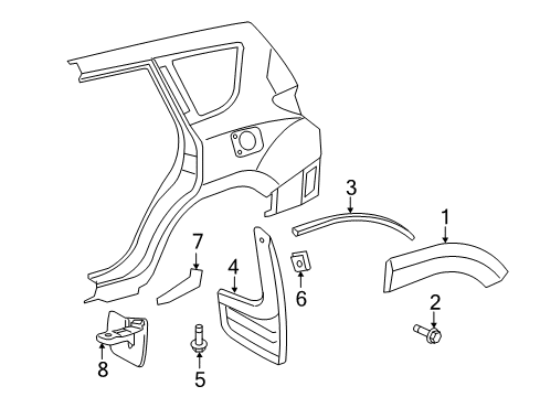 2009 Toyota RAV4 Exterior Trim - Quarter Panel Mud Guard Diagram for 76626-42160
