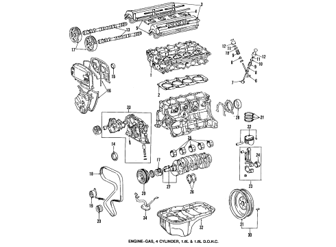 1991 Toyota Corolla Engine Parts, Mounts, Cylinder Head & Valves, Camshaft & Timing, Oil Pan, Oil Pump, Crankshaft & Bearings, Pistons, Rings & Bearings Valves Diagram for 13715-15030