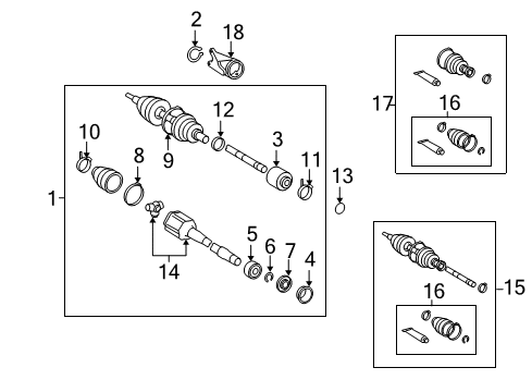 2012 Lexus ES350 Drive Axles - Front Outer Boot Diagram for 04428-0W070