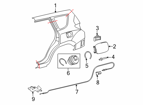 2011 Toyota RAV4 Quarter Panel & Components Release Cable Diagram for 77035-0R010