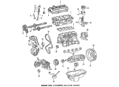 1992 Toyota Camry Engine Parts, Mounts, Cylinder Head & Valves, Camshaft & Timing, Oil Pan, Oil Pump, Crankshaft & Bearings, Pistons, Rings & Bearings Side Mount Diagram for 12372-03080