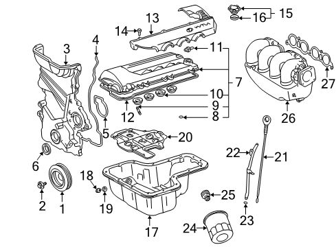 2003 Toyota Celica Intake Manifold Intake Manifold Mount Gasket Diagram for 17171-0D020