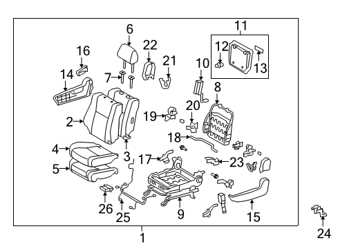 2012 Toyota Sequoia Passenger Seat Components Recliner Cover Diagram for 71876-AD020-C0