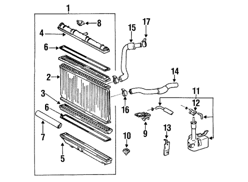 1993 Toyota Celica Radiator & Components Radiator Assembly Diagram for 16400-16390