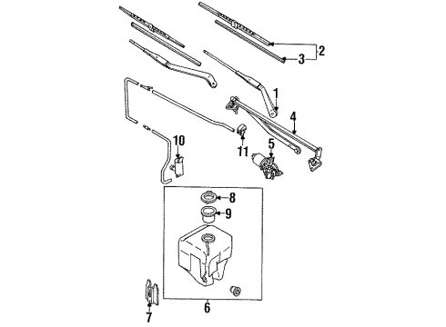 1989 Toyota Cressida Wiper & Washer Components Motor Assy, Windshield Wiper Diagram for 85110-22450