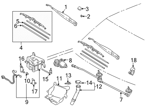 1997 Toyota 4Runner Wiper & Washer Components Rear Motor Diagram for 85130-35070