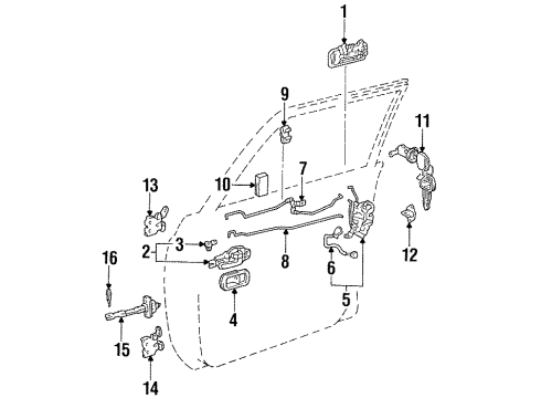 1996 Lexus LX450 Door & Components Front Door Outside Handle Assembly Right Diagram for 69210-60020-08