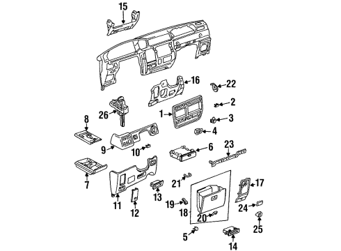 1995 Toyota Land Cruiser Instrument Panel Lock Handle Diagram for 55565-89101-C0