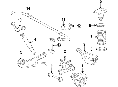 2018 Lexus RX350 Rear Suspension Components, Lower Control Arm, Upper Control Arm, Ride Control, Stabilizer Bar Trailing Arm Diagram for 48760-0E051
