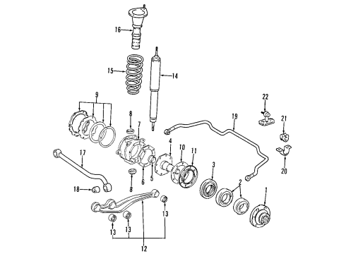1997 Lexus LX450 Front Suspension Components, Stabilizer Bar Lateral Rod Diagram for 48740-60050