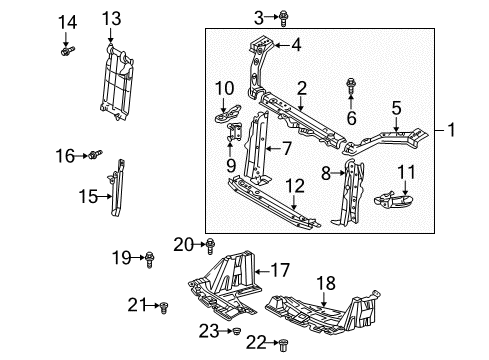 2001 Toyota Echo Radiator Support Under Cover Nut Diagram for 90189-06177