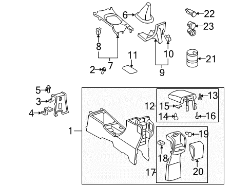 2010 Toyota Yaris Console Shift Boot Diagram for 58808-52070-B0