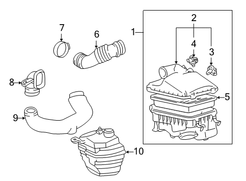 2000 Toyota Corolla Filters Air Cleaner Assembly Diagram for 22020-0D010
