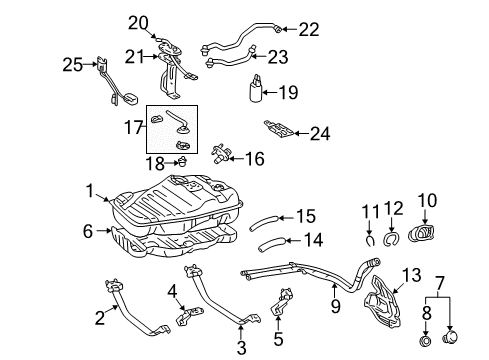 2005 Toyota Land Cruiser Fuel System Components Fuel Tank Diagram for 77001-60720