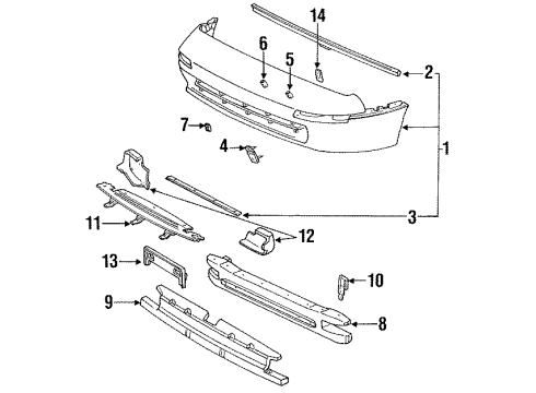 1991 Toyota MR2 Front Bumper Bracket, Front Licence Plate Mounting Diagram for 52121-17050