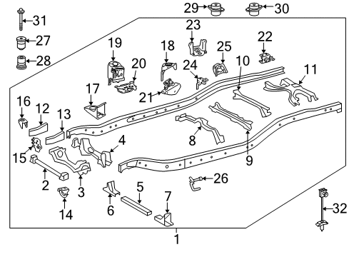 2009 Toyota Tundra Frame & Components Engine Bracket Diagram for 51401-0C070