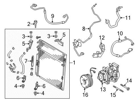 2017 Toyota Tundra A/C Condenser, Compressor & Lines Clutch Assembly Diagram for 88410-0C080