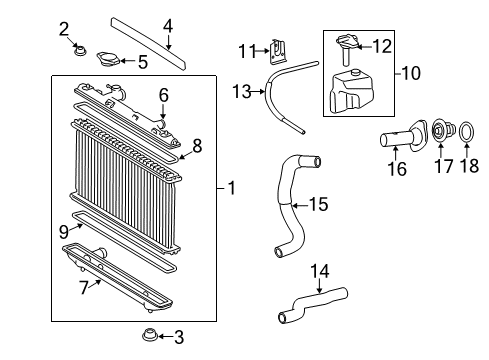 2011 Toyota Camry Radiator & Components Radiator Assembly Diagram for 16400-0V070