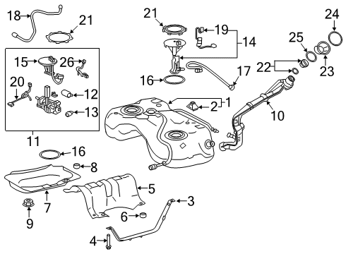 2020 Toyota RAV4 Senders Fuel Pump Assembly Diagram for 77020-0R050