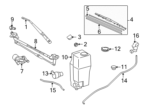 2015 Toyota Tacoma Wiper & Washer Components Blade Assembly Diagram for 85212-04031