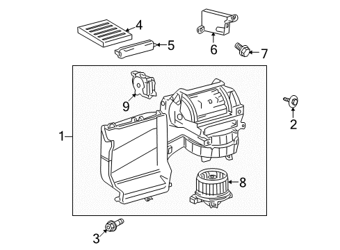 2014 Toyota Sequoia Heater Core & Control Valve Fan & Motor Diagram for 87103-0C051
