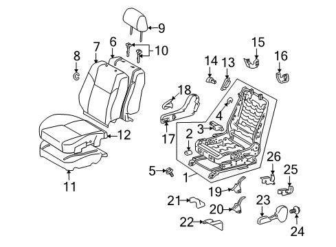 2005 Scion tC Front Seat Components Seat Frame Bolt Diagram for 90119-A0112