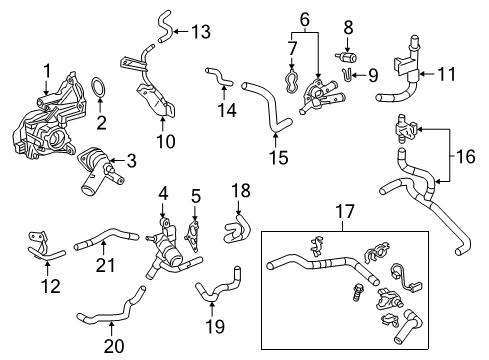 2018 Toyota Camry Powertrain Control Water Outlet Diagram for 16331-F0011