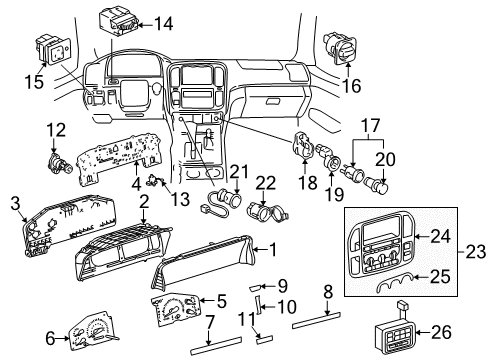 2000 Lexus LX470 Switches Front Wiper Switch Diagram for 84652-60840