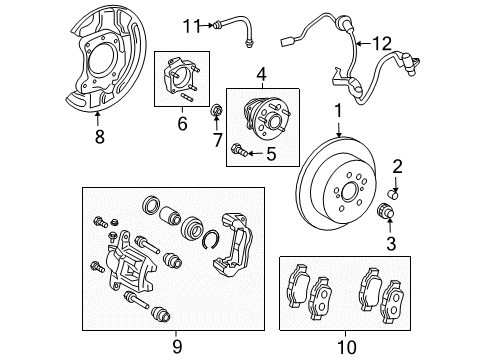 2006 Toyota Sienna Rear Brakes Backing Plate Diagram for 47044-08020