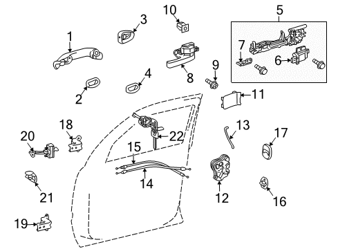 2011 Toyota Land Cruiser Front Door - Lock & Hardware Cover Diagram for 69218-60030-A0