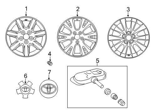 2011 Toyota Avalon Wheels, Covers & Trim Wheel, Alloy Diagram for 42611-07031