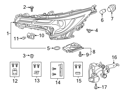 2019 Toyota Corolla Headlamps Composite Assembly Diagram for 81110-02M90