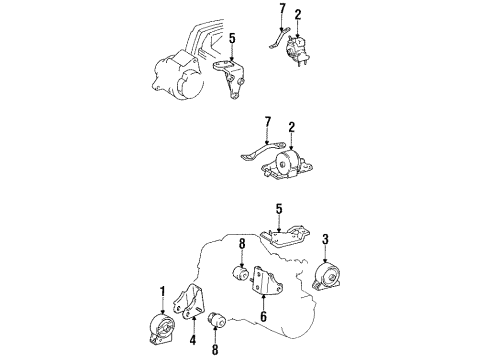 1990 Toyota Celica Engine & Trans Mounting Front Mount Diagram for 12361-74130