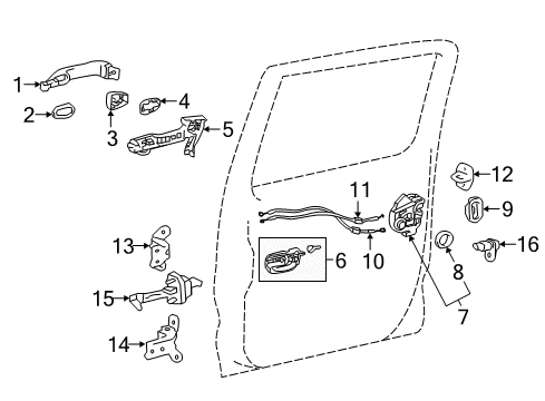 2016 Toyota Tacoma Switches Handle, Outside Diagram for 69211-0E010-D1
