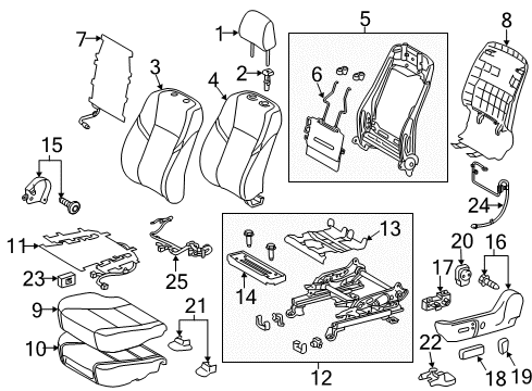 2013 Toyota Avalon Driver Seat Components Seat Cushion Pad Diagram for 71512-07010