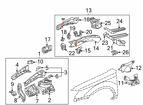 2011 Toyota Avalon Structural Components & Rails Inner Rail Diagram for 57111-06020