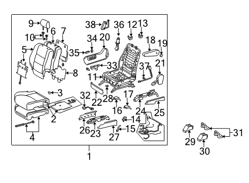 2004 Lexus GX470 Front Seat Components Adjust Cover Diagram for 71875-58050