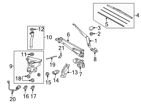 2012 Lexus GX460 Wiper & Washer Components Front Blade Diagram for 85222-0E040