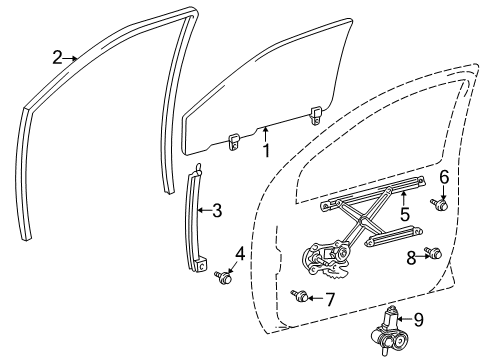 2001 Toyota Prius Front Door Regulator Diagram for 69802-47010