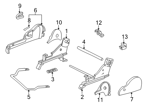 2000 Toyota Solara Tracks & Components Handle Sub-Assy, Seat Track Diagram for 72201-02020
